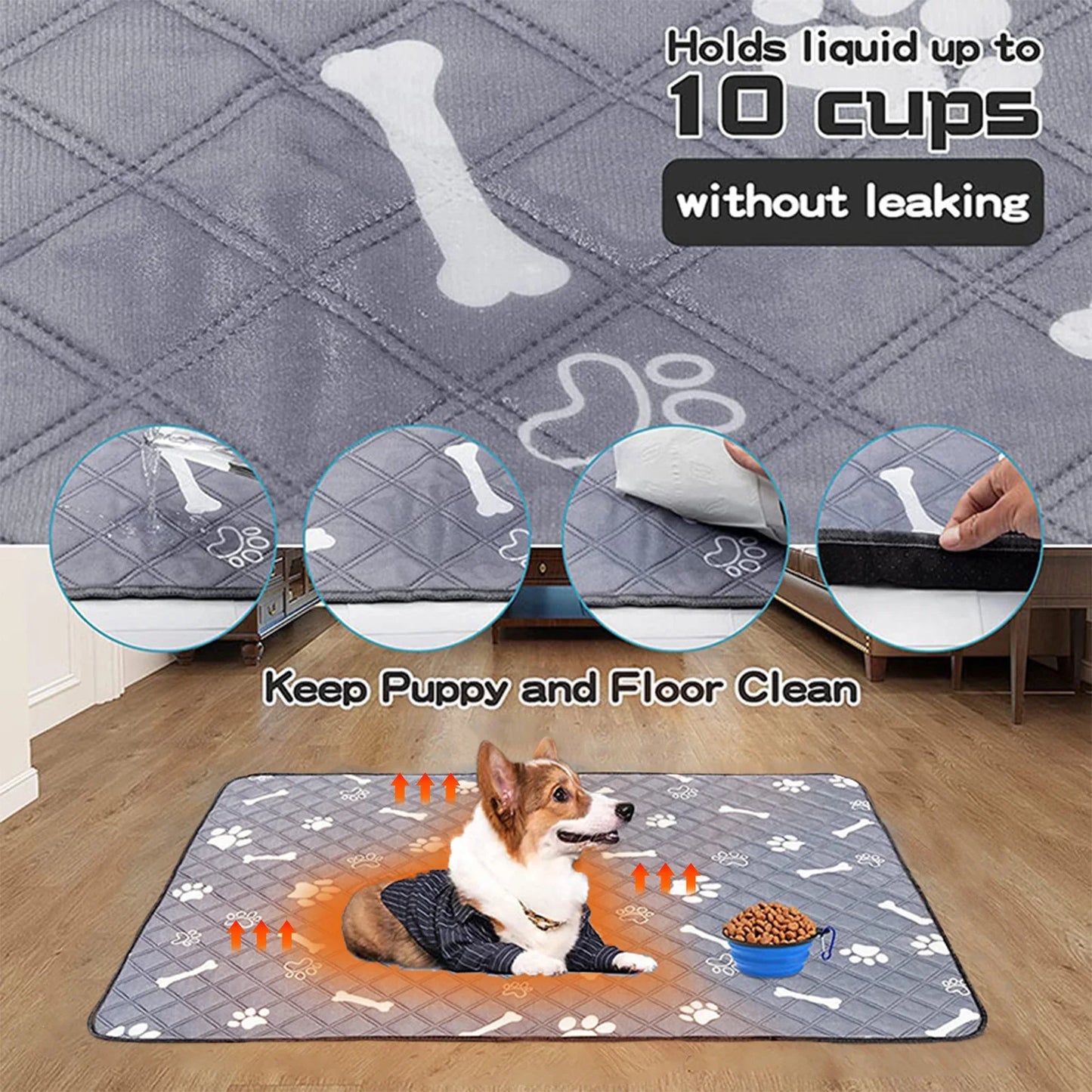 Self-Warming Pet Mat for Cats & Dogs | Thermal Heated Bed Pad | Indoor/Outdoor Use | Non-Slip Bottom | Washable | Gray | 70X50Cm or 30X40Cm Options