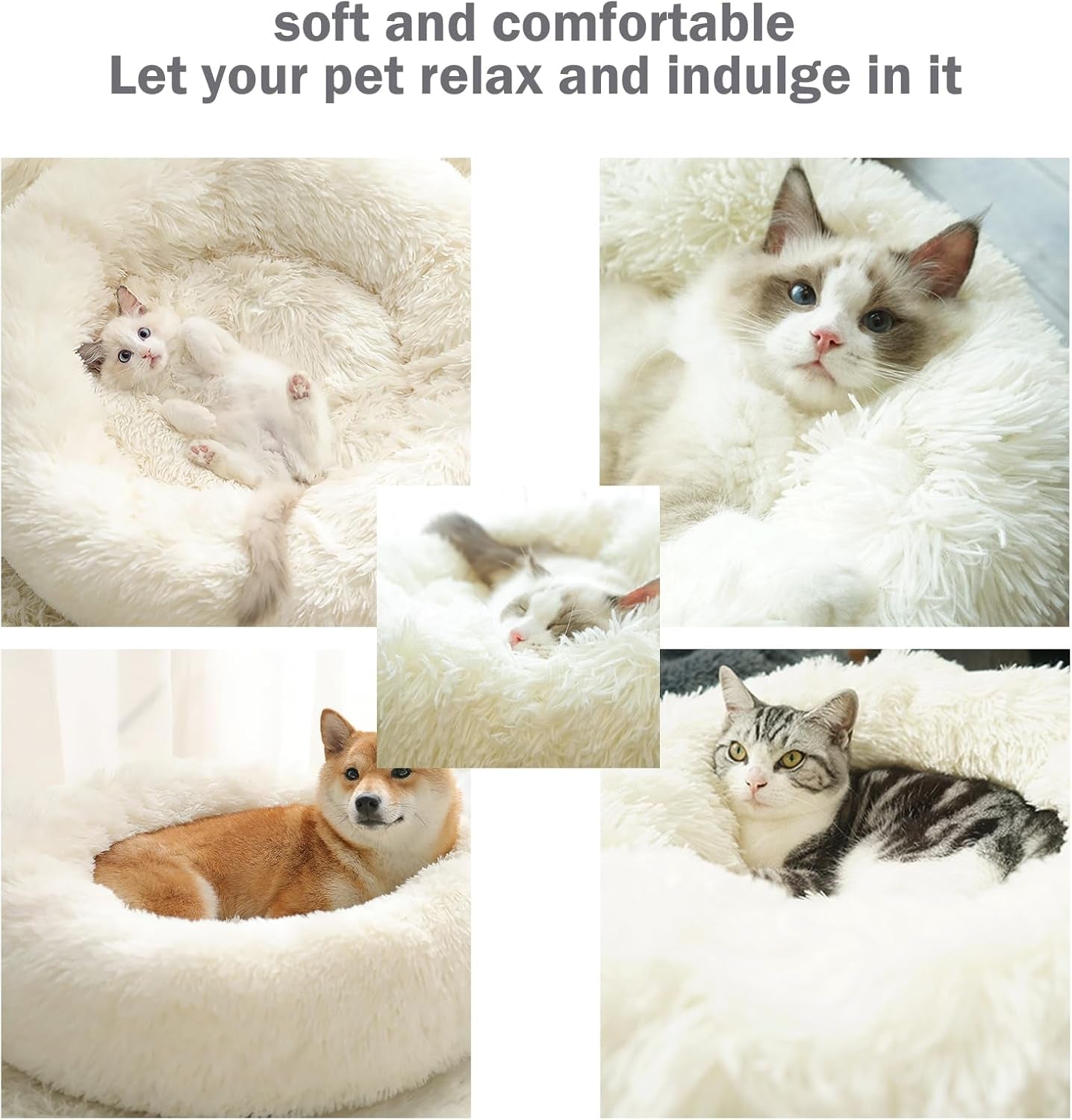 Washable Dog Beds for Small/Medium Dogs - Anti-Slip Dog Crate Pad, Plush Soft Pet Bed, Calming anti Anxiety Fluffy Comfy Kennel Mat, Flat Doggy Sleeping Pillow, Dog Beds & Furniture