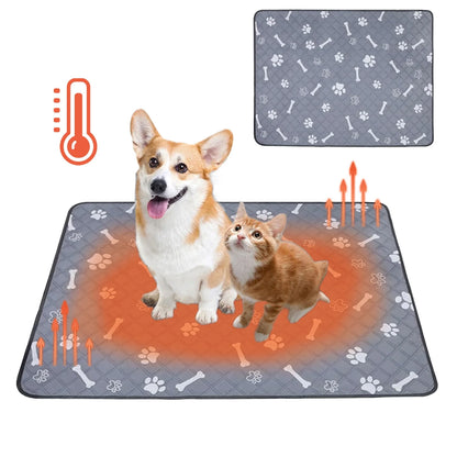 Self-Warming Pet Mat for Cats & Dogs | Thermal Heated Bed Pad | Indoor/Outdoor Use | Non-Slip Bottom | Washable | Gray | 70X50Cm or 30X40Cm Options