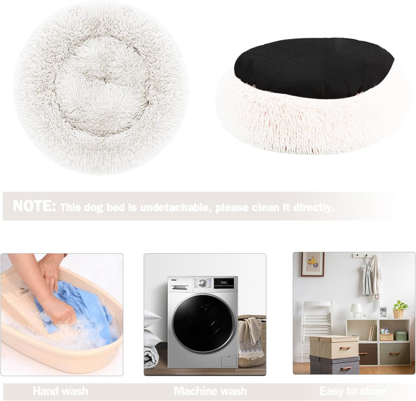 Washable Dog Beds for Small/Medium Dogs - Anti-Slip Dog Crate Pad, Plush Soft Pet Bed, Calming anti Anxiety Fluffy Comfy Kennel Mat, Flat Doggy Sleeping Pillow, Dog Beds & Furniture